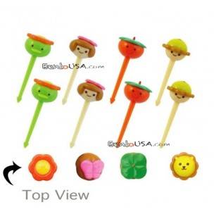 Japanese Bento Accessory Cute Face Food Pick 8 pcs for Bento Box