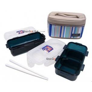 Microwavable Airtight Bento Lunch Box Set Blue Green