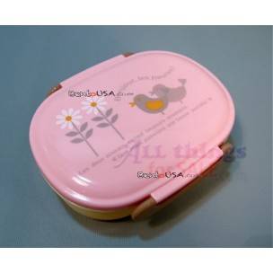 Japanese Microwavable Bento Box Lunch Box Pink Bird