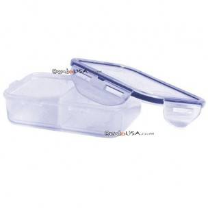 Microwavable Airtight 1.5 Cup Snack Lunch Box with Removable Trays