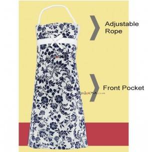 Japanese Kitchen Cute Apron with Front Pocket Blue