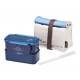 Microwavable 2 Tier Bento Lunch Box Set with Lunch Bag, Chopsticks - Mini Series - Blue