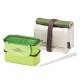 Microwavable 2 Tier Bento Lunch Box Set with Lunch Bag, Chopsticks - Mini Series - Green 
