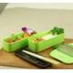 Microwavable 2 Tier Bento Lunch Box Set with Lunch Bag, Chopsticks - Mini Series - Green 