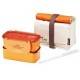 Microwavable 2 Tier Bento Lunch Box Set with Lunch Bag, Chopsticks - Mini Series - Orange 