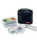 Microwavable Airtight Bento Box 3 Lunch Containers 4.5 Cup - Black 