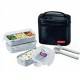 Microwavable Airtight Bento Box 3 Lunch Containers 4.5 Cup - Black 