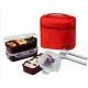 Microwavable Airtight Bento Box 3 Lunch Containers 4.5 Cup - Red 