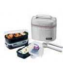 Microwavable Airtight Bento Box 3 Lunch Containers 4.5 Cup - Gray 