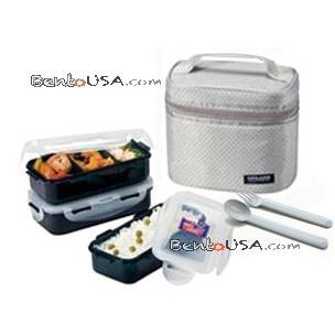 Microwavable Airtight Bento Box 3 Lunch Containers 4.5 Cup - Black Microwavable Airtight Bento Box 3 Lunch Containers 4.5 Cup - Black