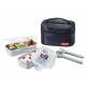 Microwavable Airtight Bento Lunch Box Set with Spoon Fork and Insulated Bag - Black
