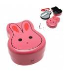 Japanese Bento Box 2 tier Lunch Box with Fork, Strap - Rabbit 