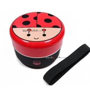 Japanese Kids Bento Box Lunch Box with Strap Lady Bug 