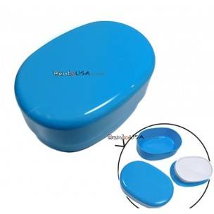 Microwavable Oval 2 Tier Bento Box Lunch Box Blue Microwavable Oval 2 Tier Bento Box Lunch Box Blue