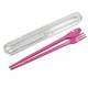 Japanese Bento Fork Spoon Chopsticks 3 + 1 Case MINI Pink