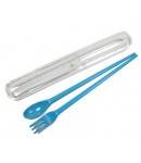 Japanese Bento Fork Spoon Chopsticks 3 + 1 Case MINI Blue