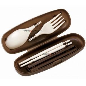 Japanese Bento Portable Spoon Fork Chopsticks with Case 4 in 1 Set 