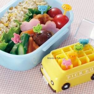 Japanese Bento Animal Food Pick with School Bus Case 8 pcs Set Japanese Bento Animal Food Pick with School Bus Case 8 pcs Set