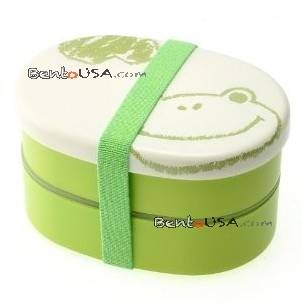 Japanese Bento Box 2 tier Lunch Box with Strap Frog 