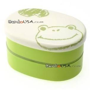 Japanese Bento Box 2 tier Lunch Box with Strap Frog 