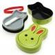 Japanese Bento Box 2 tier Lunch Box with Fork, Strap Green Rabbit 