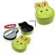 Japanese Bento Box 2 tier Lunch Box with Fork, Strap Green Rabbit 