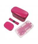 Microwavable Japanese Bento Box Lunch Box Set with Spoon Fork Pink