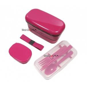 Microwavable Japanese Bento Box Lunch Box Set with Spoon Fork Pink Microwavable Japanese Bento Box Lunch Box Set with Spoon Fork Pink