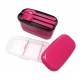 Microwavable Japanese Bento Box Lunch Box Set with Spoon Fork Pink
