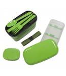 Microwavable Japanese Bento Box Lunch Box Set with Spoon Fork Green