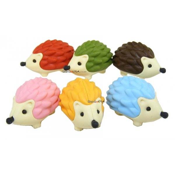 Cute Japanese Eraser Set Collectible Hedgehog 6 pcs All Things For Sale