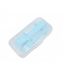 Japanese Bento Accessories Fork Spoon Chopsticks Case 4 in 1 Blue