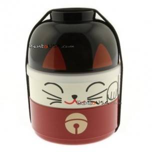 Japanese Bento Box 2 tier Lunch Box Kokeshi Set Beckoning Cat Japanese Bento Box 2 tier Lunch Box Kokeshi Set Beckoning Cat