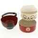 Japanese Bento Box 2 tier Lunch Box Kokeshi Set Beckoning Cat
