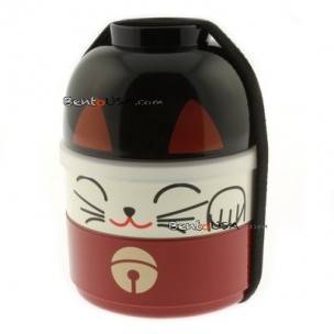 Japanese Bento Box 2 tier Lunch Box Kokeshi Set Beckoning Lucky Cat Japanese Bento Box 2 tier Lunch Box Kokeshi Set Beckoning Lucky Cat
