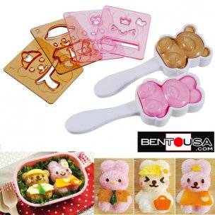 Decorative Bento Rice Mold set with Plate Cutter - Dolls