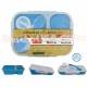 Microwavable Collapsible Silicone Lunch Box 3 compartments Blue