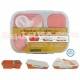 Microwavable Collapsible Silicone Lunch Box 3 compartments Orange