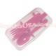 Japanese Bento Accessories Fork Spoon Chopsticks Case 4 in 1 Pink