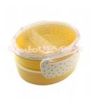 Japanese Microwavable 2 Tier Bento Box Lunch Box Oval Polkadot  