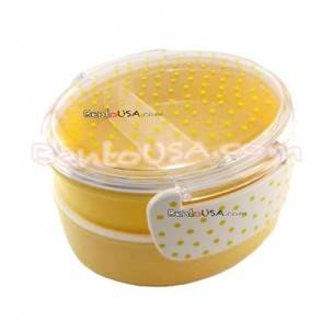 Japanese Microwavable 2 Tier Bento Box Lunch Box Oval Polkadot  