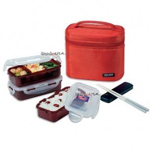 Microwavable Airtight Bento Box 3 Lunch Containers 4.5 Cup - Red Microwavable Airtight Bento Box 3 Lunch Containers 4.5 Cup - Red
