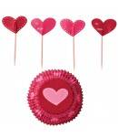 Food Cup and Pick Set 24 pcs Hearts