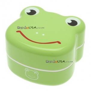 Japanese Bento Box 2 tier Lunch Box with Strap Frog Face