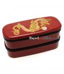 Japanese Lacquer Bento Lunch Box with Strap Gorgeous Red Dragon