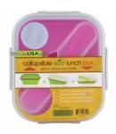 Microwavable Collapsible Silicone Bento Lunch Box -Single- Pink