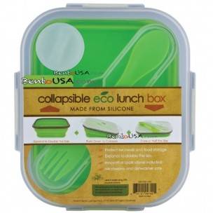 Microwavable Collapsible Silicone Bento Lunch Box -Single- Green