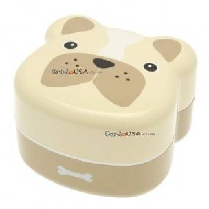 Japanese Bento Box 2 tier Lunch Box with Strap Dog Face