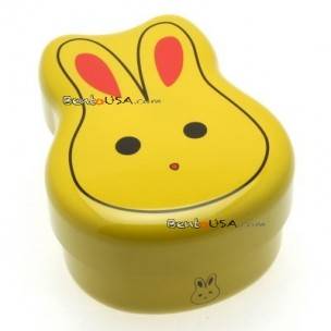 Japanese Bento Box 2 tier Lunch Box with Fork, Strap - Rabbit 
