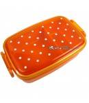 Japanese Microwavable 1 Tier Bento Box Lunch Box Polka Dot orange